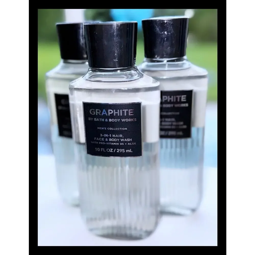 Bath & Body Works 10 fl oz GRAPHITE for Men 3-in-1 Hair Face Body Wash Gel x3